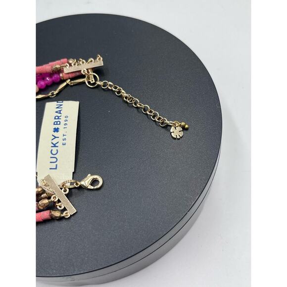 Lucky Brand Signed‎ Semi Precious Multi strand Pink Yellow Bracelet New - Picture 3 of 7